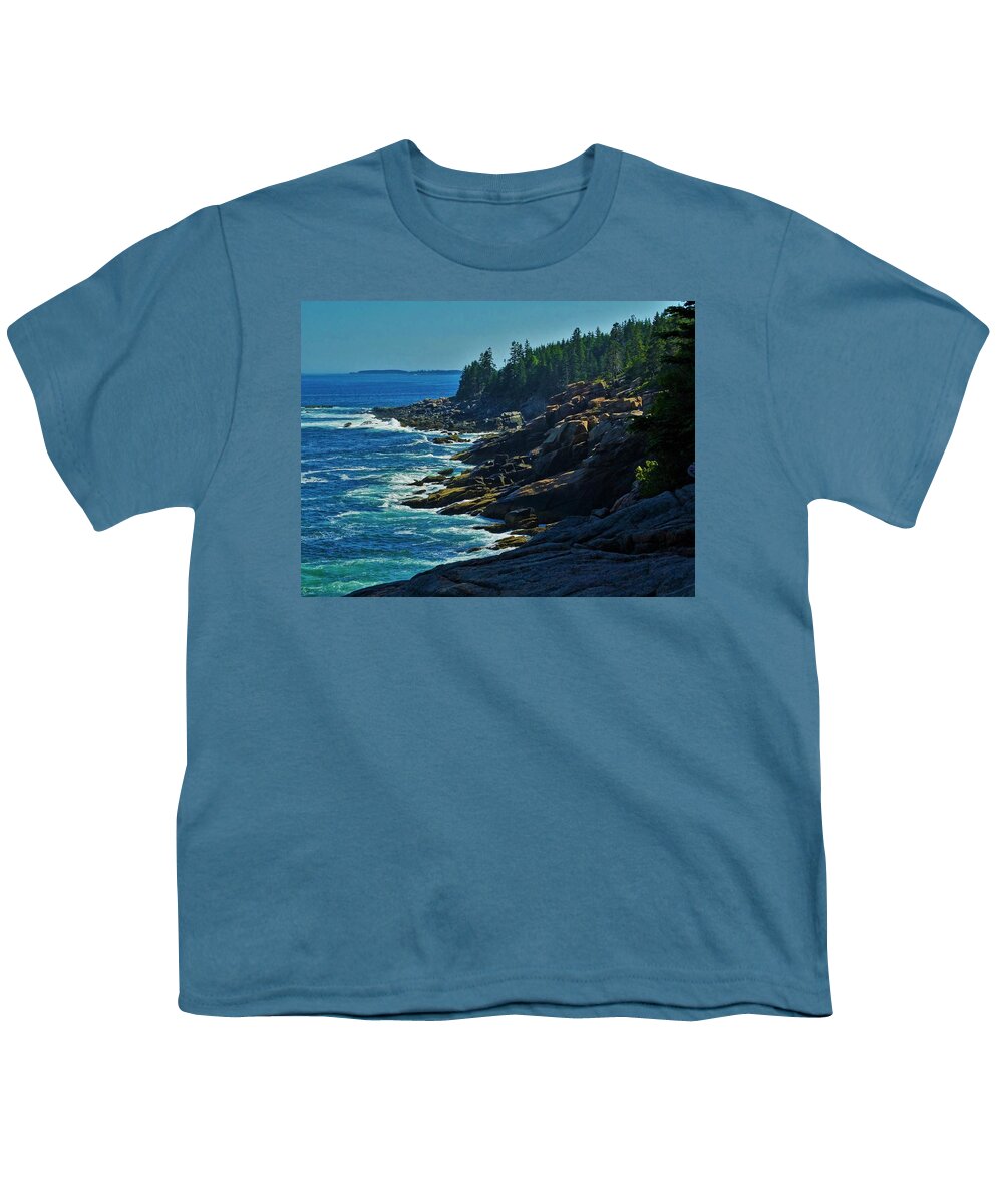 Rockport Youth T-Shirt featuring the photograph Rockport Shoreline by Lisa Dunn