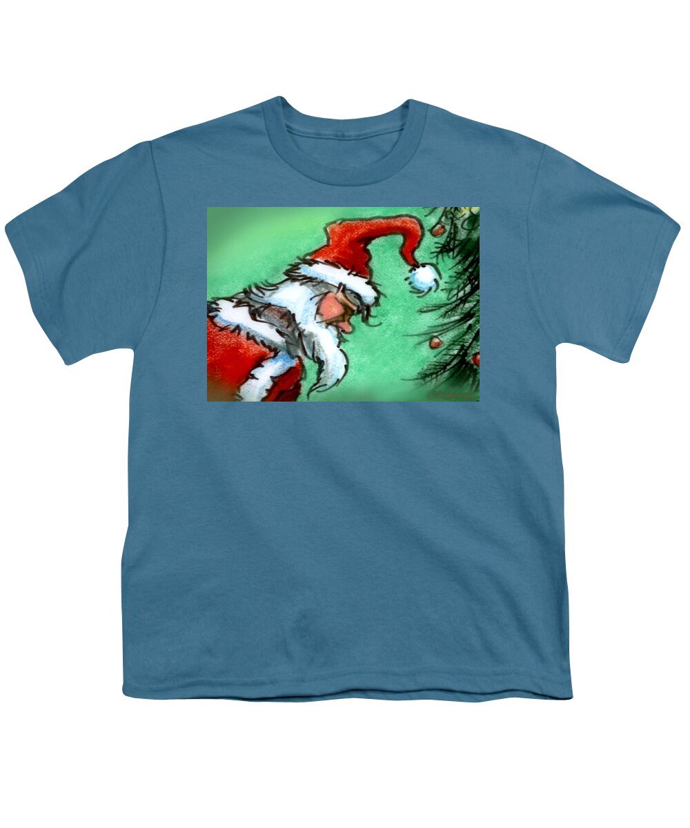 Santa Youth T-Shirt featuring the painting Santa Claus by Kevin Middleton