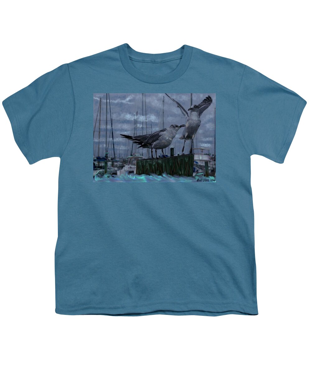 Seagulls Youth T-Shirt featuring the painting Seagulls by Angela Weddle