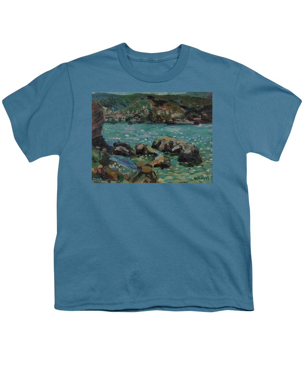 Painting Youth T-Shirt featuring the painting Skopelos harbour by Peregrine Roskilly