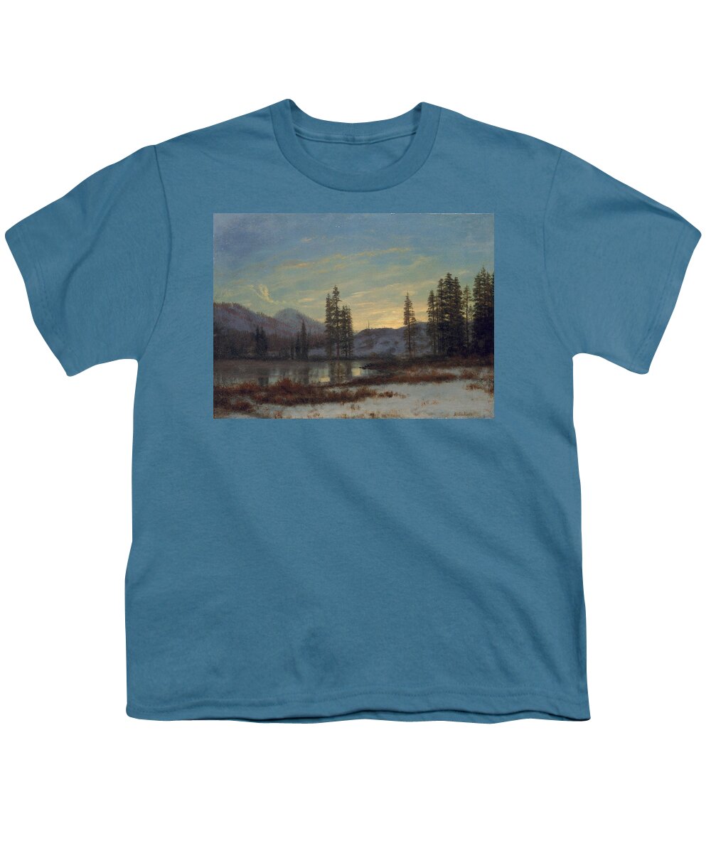 Snow Youth T-Shirt featuring the painting Snow in the Rockies by Albert Bierstadt