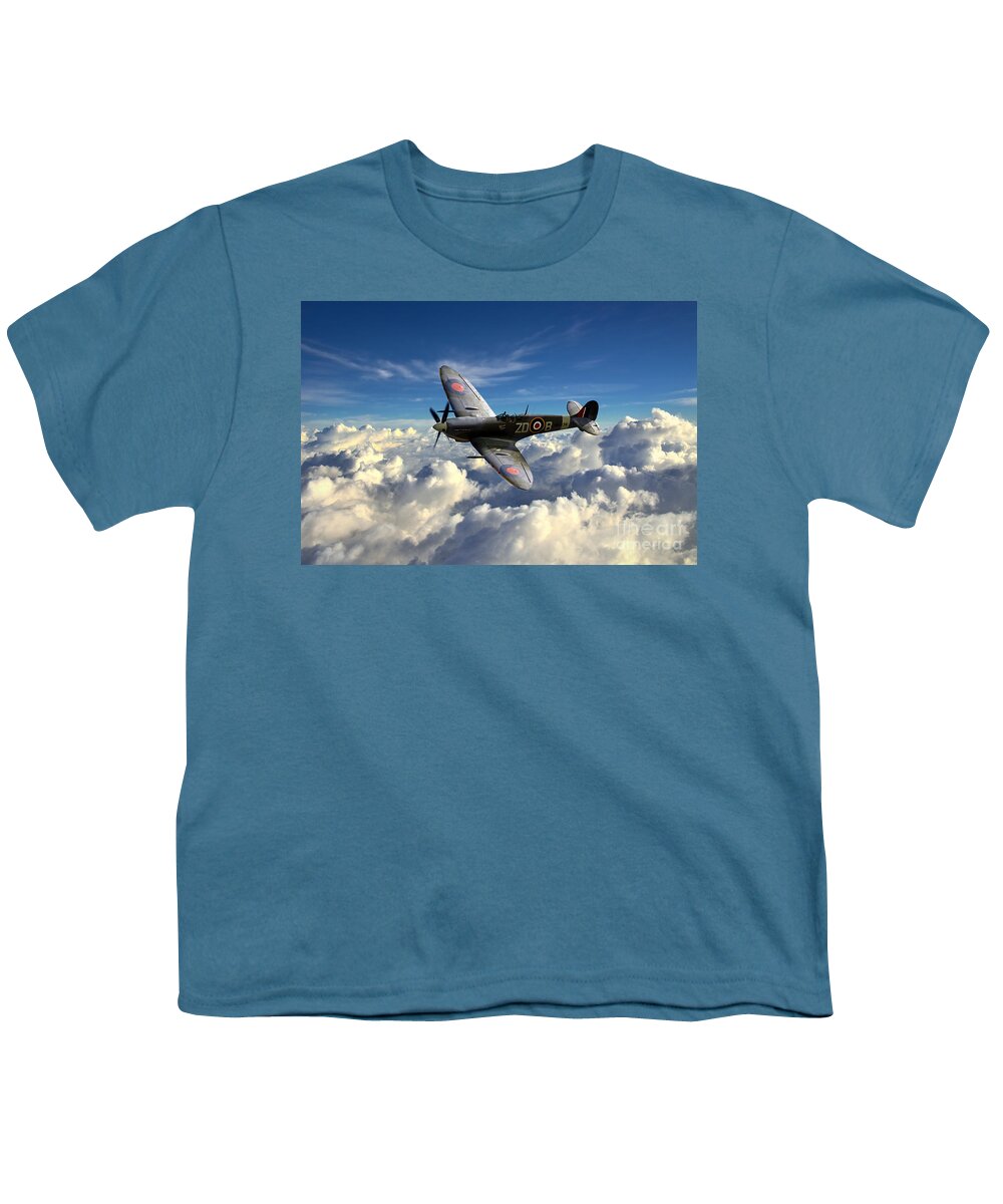Supermarine Youth T-Shirt featuring the digital art Spitfire MH434 by Airpower Art