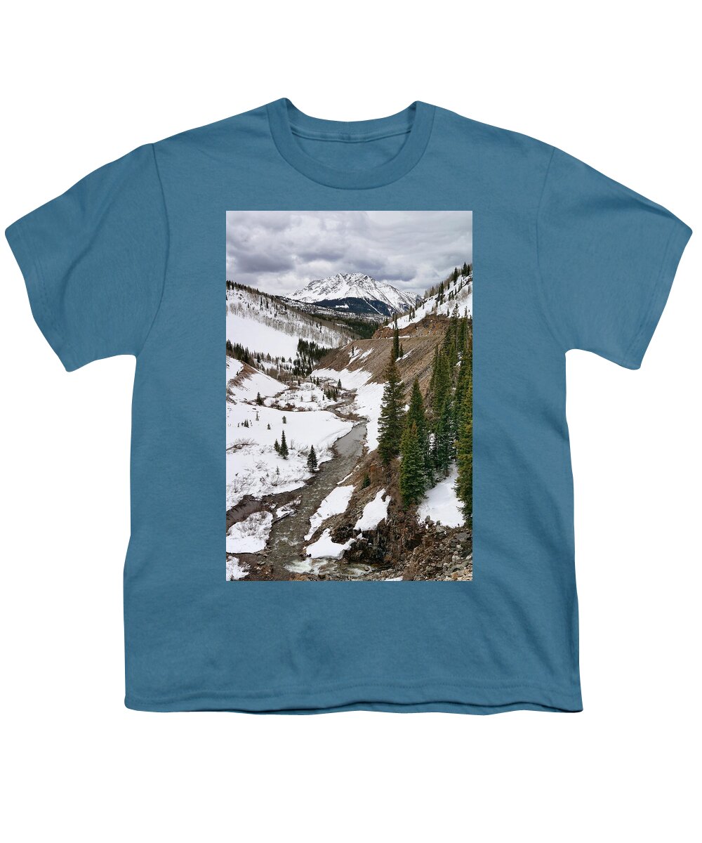 Colorado Youth T-Shirt featuring the photograph Streaming Through the Snow by Leda Robertson
