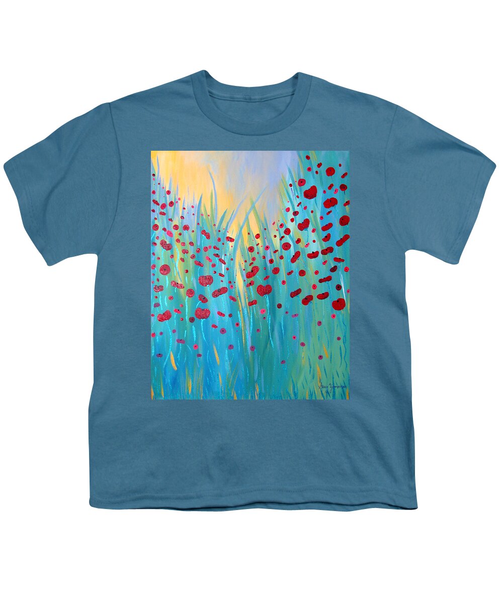 Poppies Youth T-Shirt featuring the painting Sunlit Poppies by Stacey Zimmerman