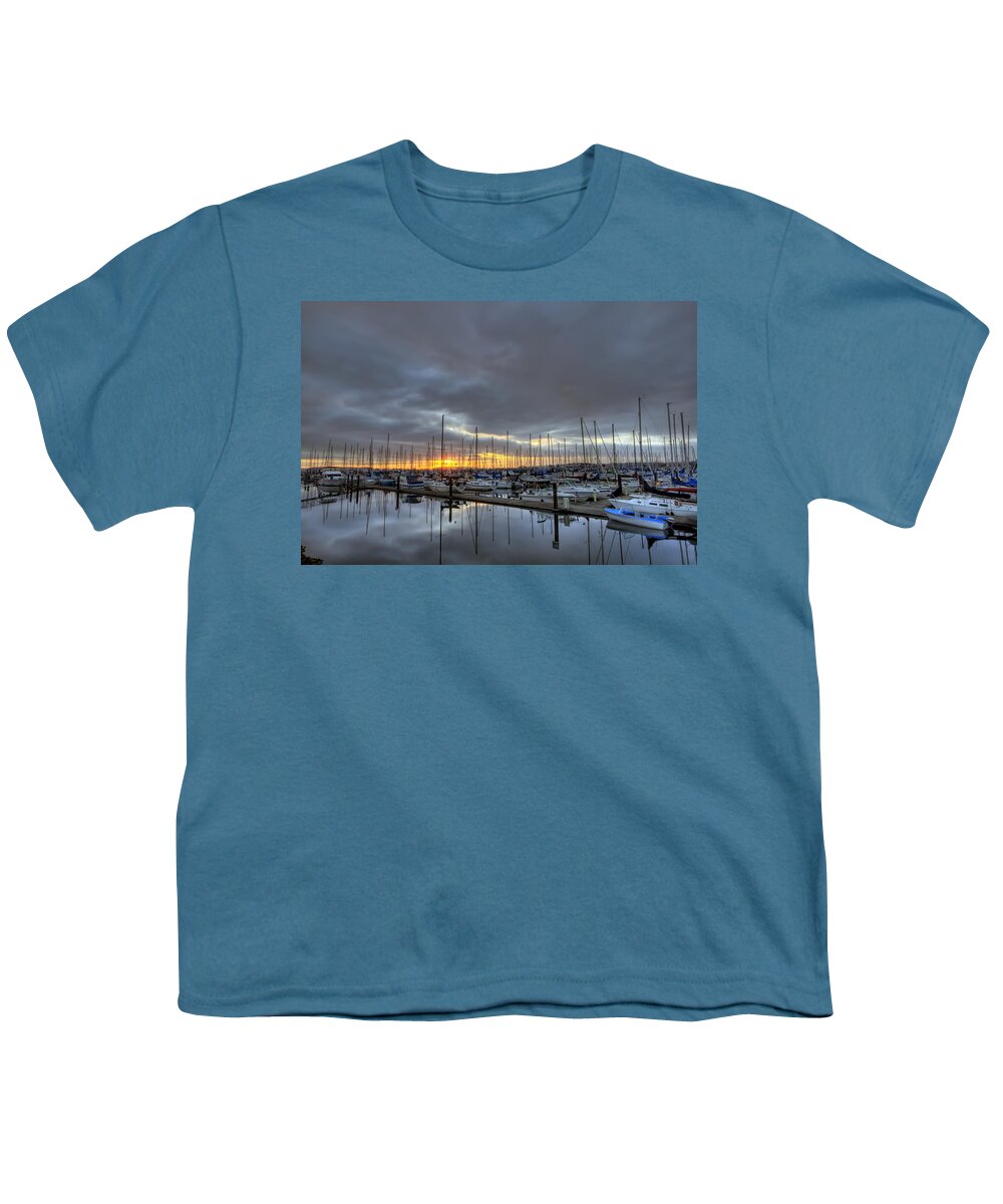 Hdr Youth T-Shirt featuring the photograph Sunset at Port Gardner by Brad Granger