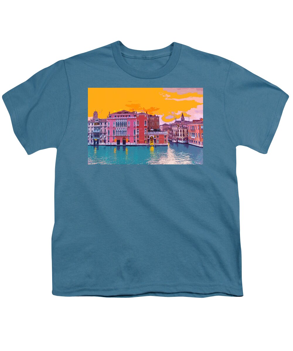 Sunset On The Grand Canal Youth T-Shirt featuring the digital art Sunset on the Grand Canal Venice by Anthony Murphy