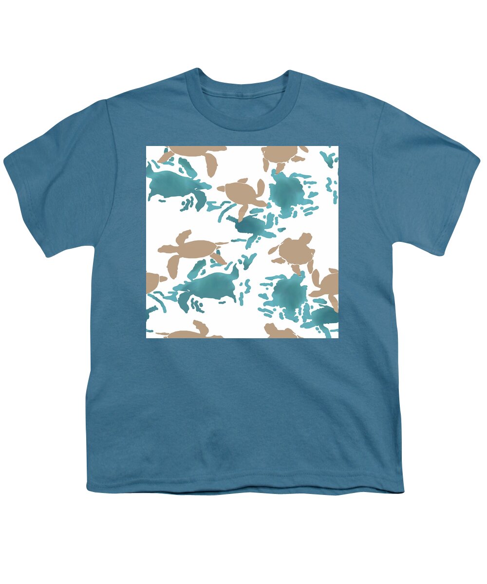 Turtle Youth T-Shirt featuring the digital art Swimming Turtles by April Burton