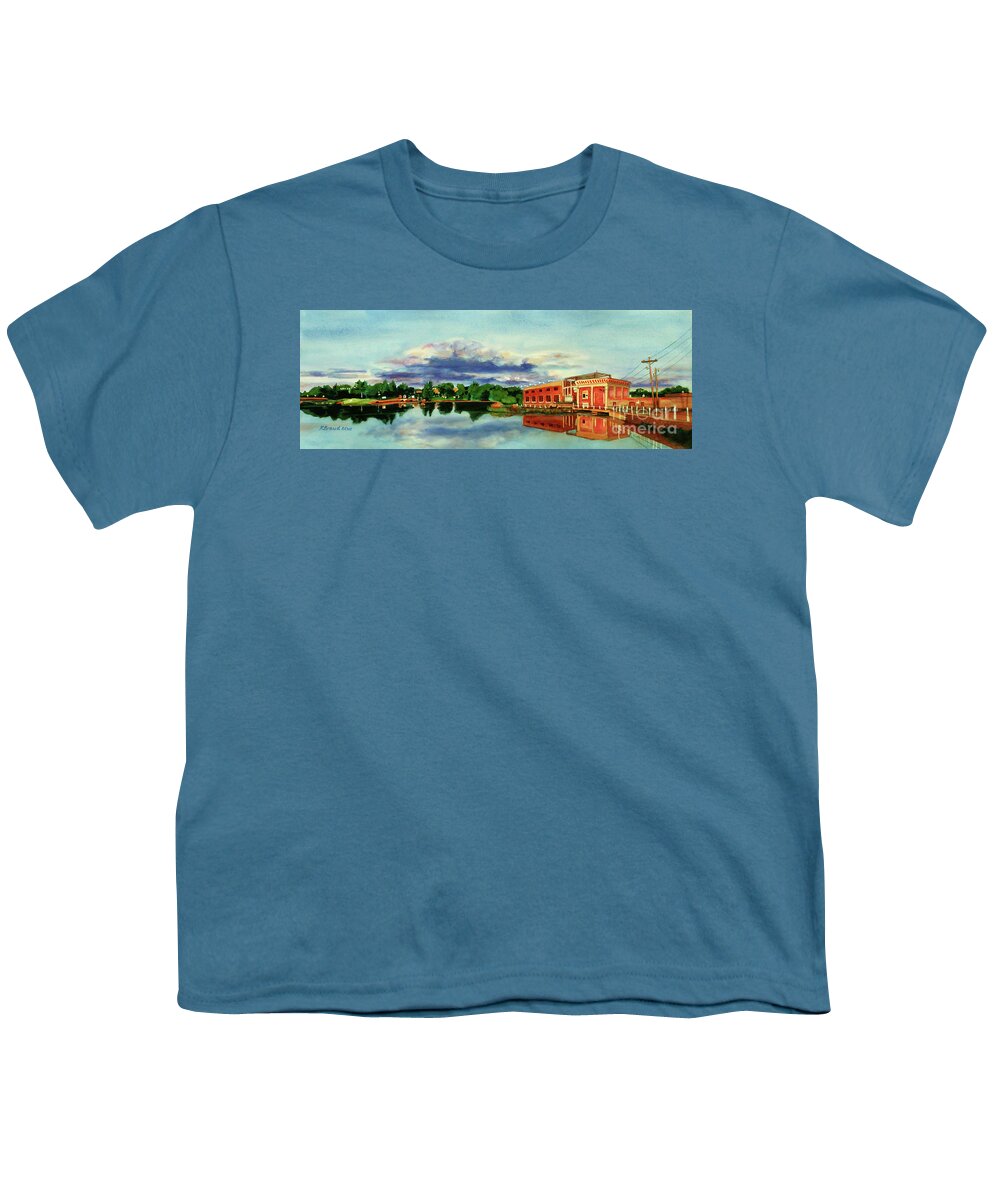Minnesota Youth T-Shirt featuring the painting The Best Dam Town in Minnesota by Kathy Braud