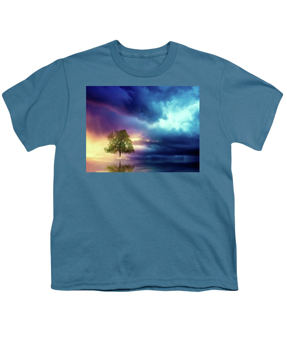 Tree Youth T-Shirt featuring the digital art The lonely Tree by Lilia S