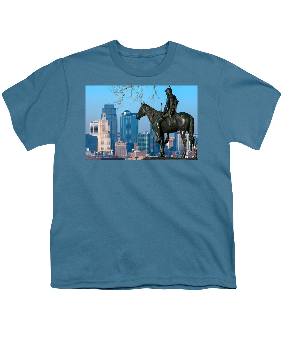 Scout Youth T-Shirt featuring the photograph The Scout Statue by Jeff Phillippi