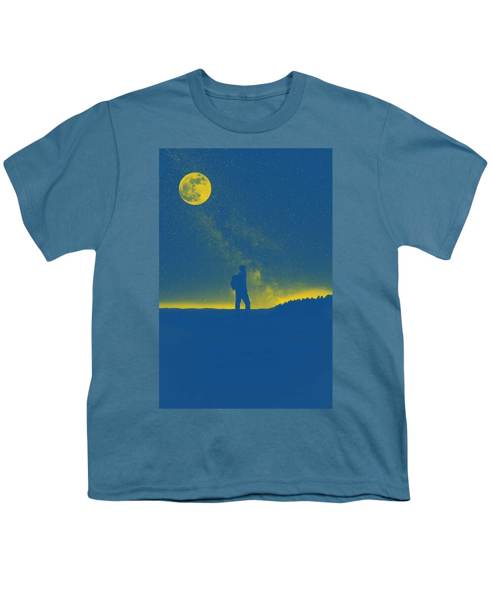 Moon Youth T-Shirt featuring the painting The Young Wanderer by Adam Asar 2 by Celestial Images