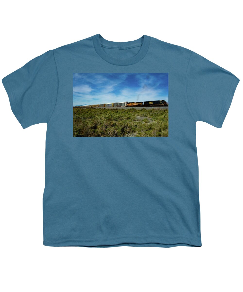 Trains Salton Sea California Youth T-Shirt featuring the photograph Train Salton Sea CA by William Kimble
