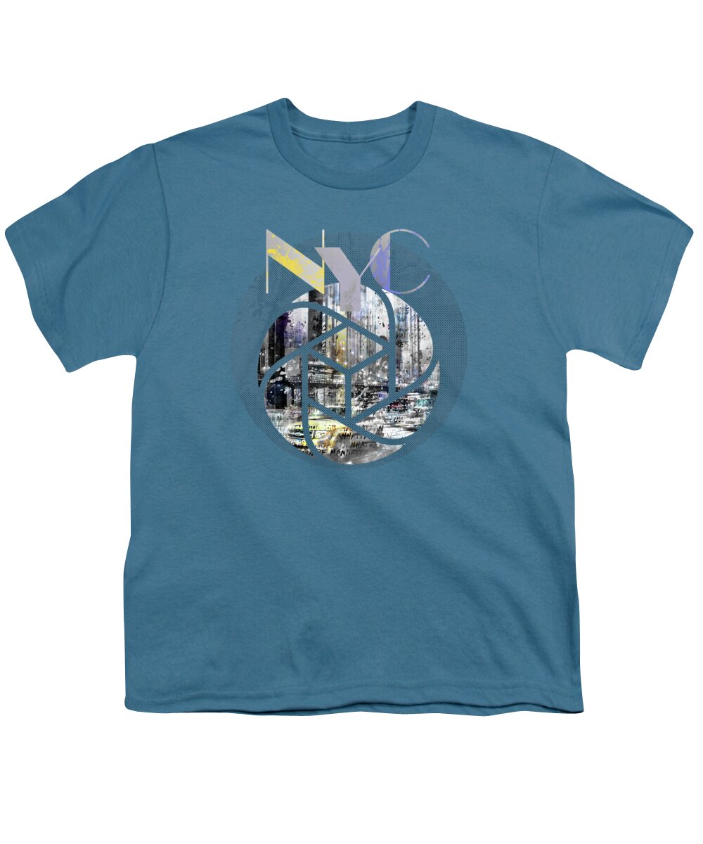 New York City Youth T-Shirt featuring the digital art TRENDY DESIGN New York City Geometric Mix No 4 by Melanie Viola