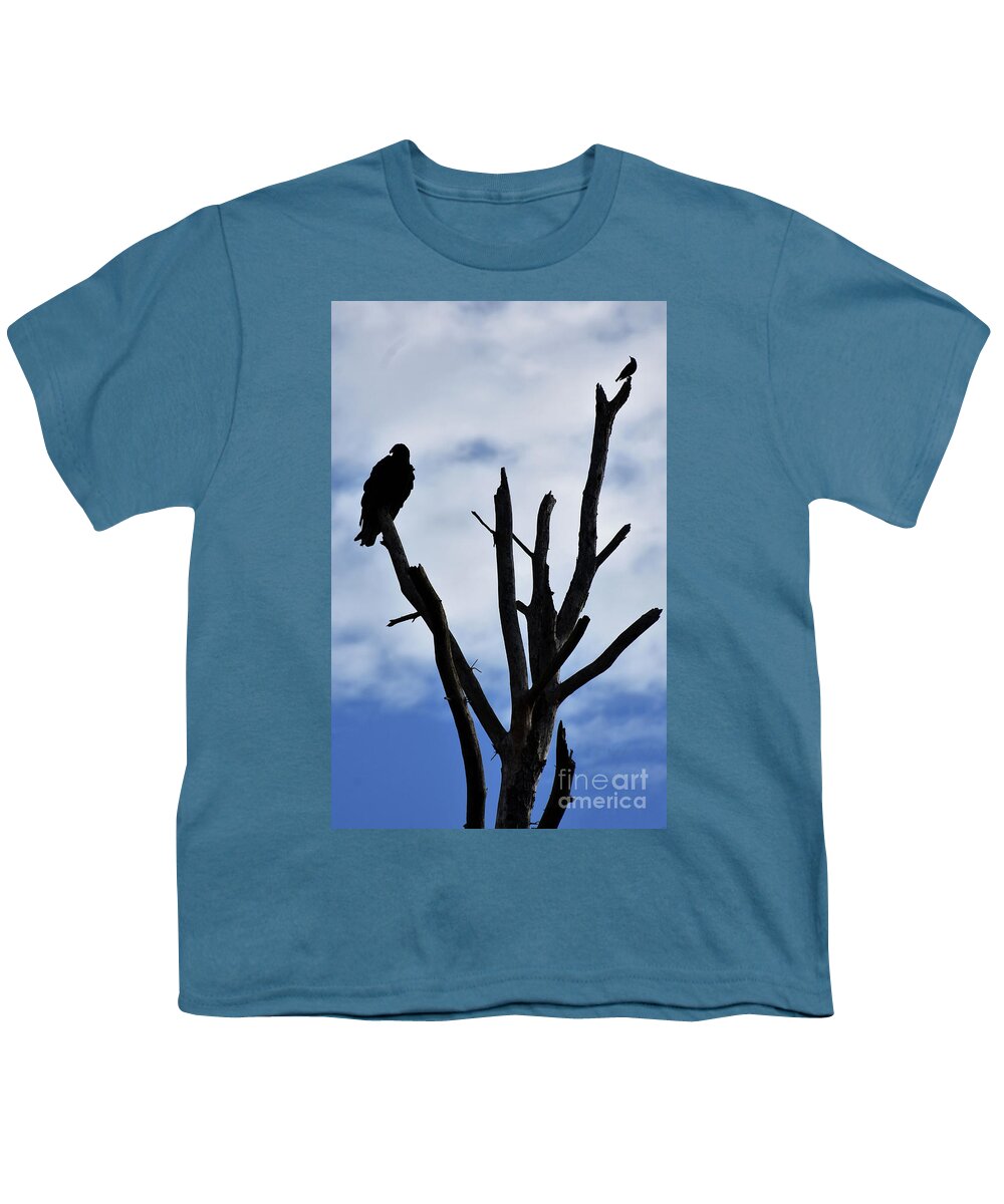 Plants Youth T-Shirt featuring the photograph Two Black, Birds by Skip Willits
