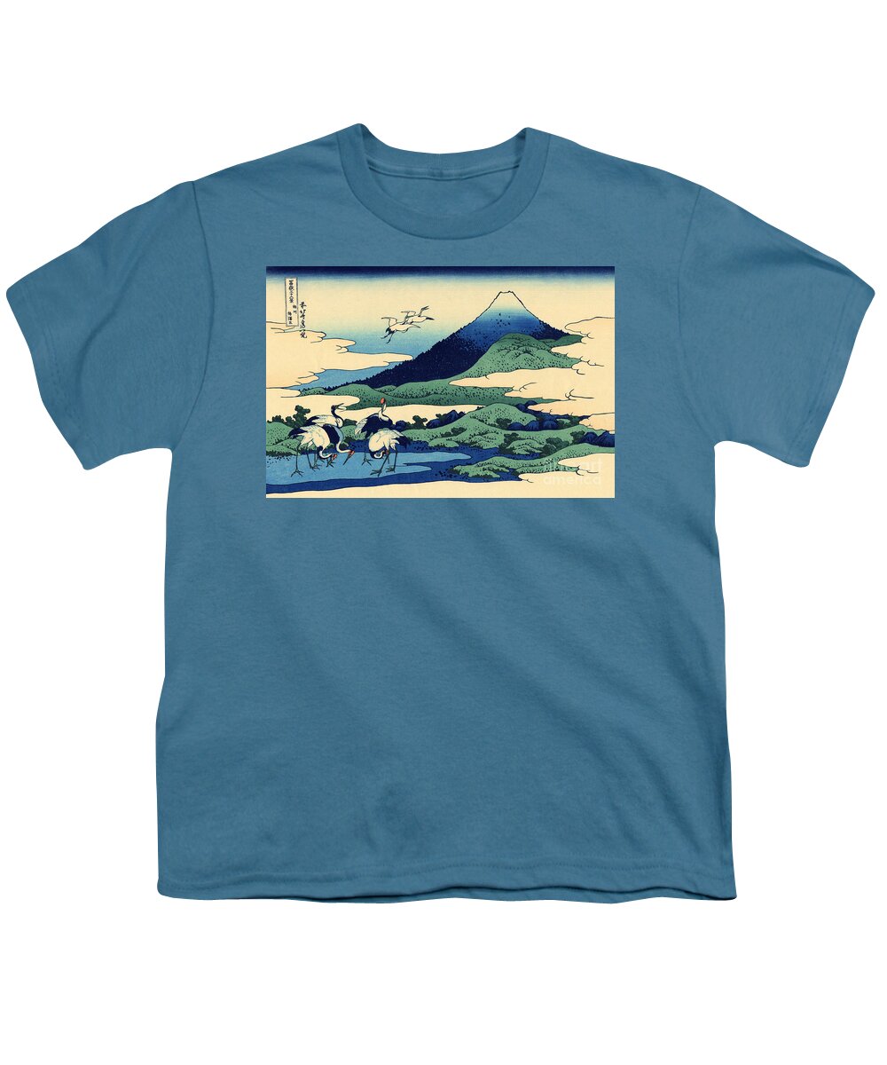 Hokusai Youth T-Shirt featuring the painting Umegawa in Sagami province, one of Thirty Six Views of Mount Fuji by Hokusai