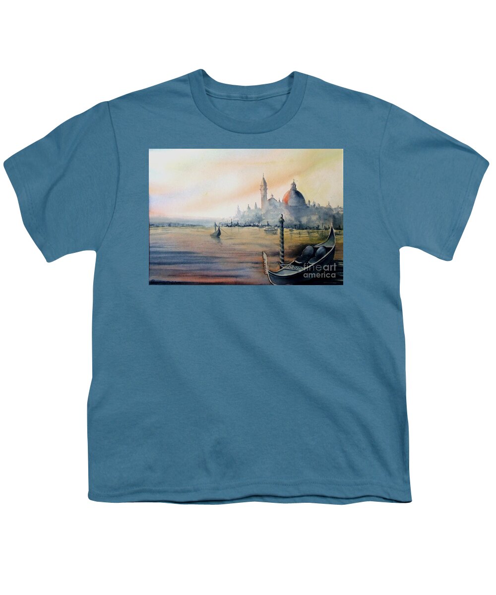 Venice Youth T-Shirt featuring the painting Venice Rising by Petra Burgmann