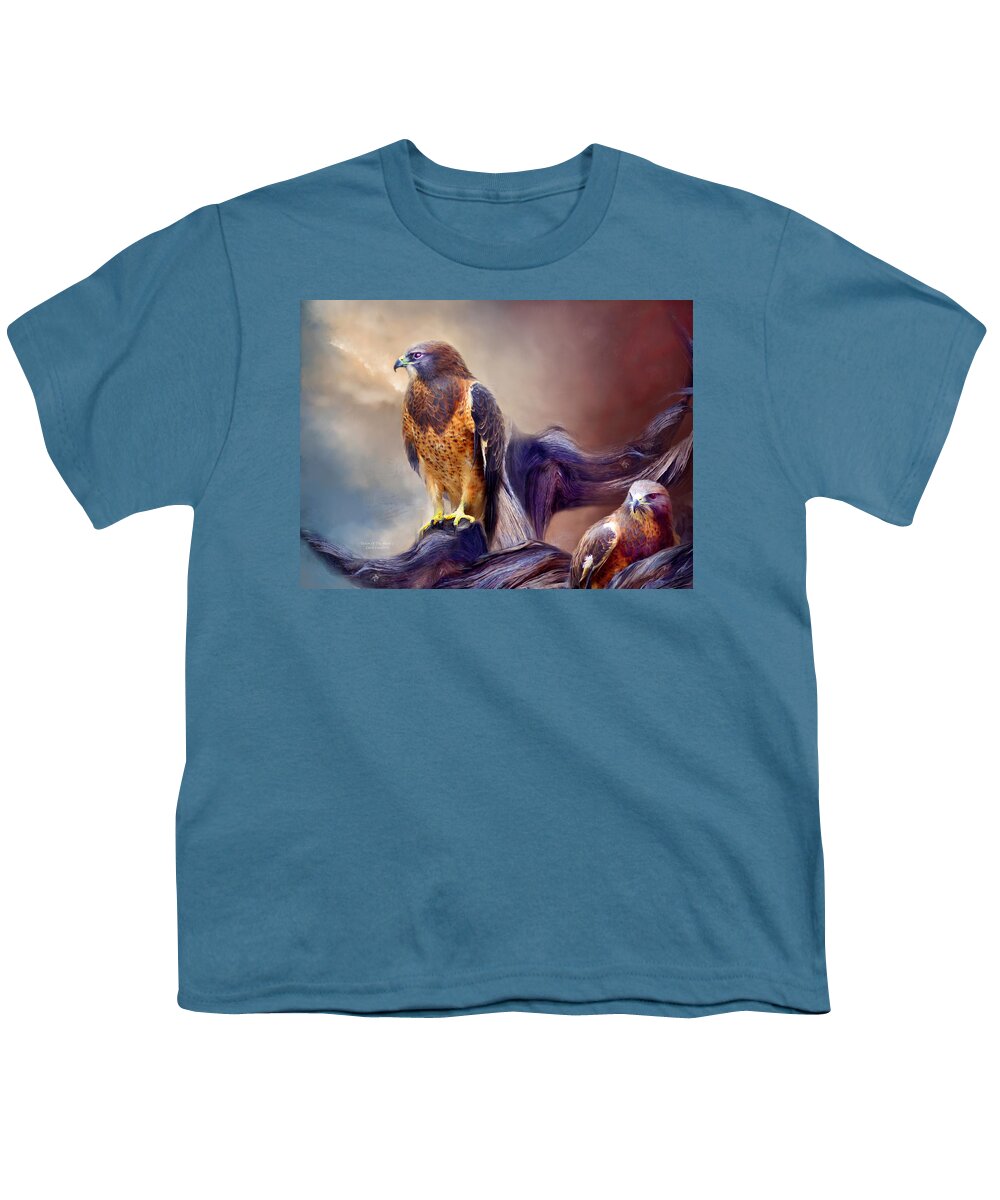 Hawk Youth T-Shirt featuring the mixed media Vision Of The Hawk 2 by Carol Cavalaris