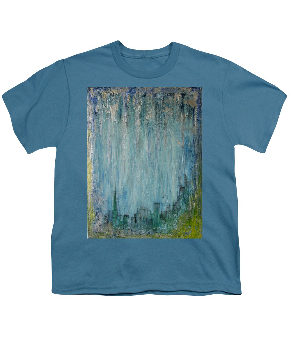 Abstract Painting Youth T-Shirt featuring the painting W17 - rain heart by KUNST MIT HERZ Art with heart