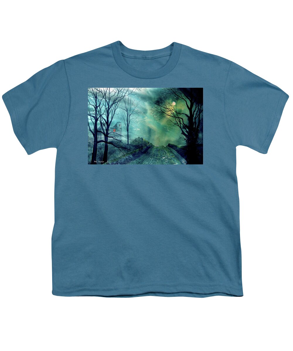 Glenn Marshall Artist Youth T-Shirt featuring the painting Whorlton Castle by Glenn Marshall