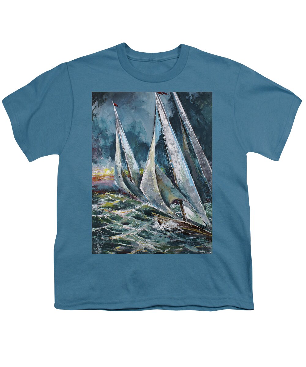 Sailing Youth T-Shirt featuring the painting Wind by Michael Lang