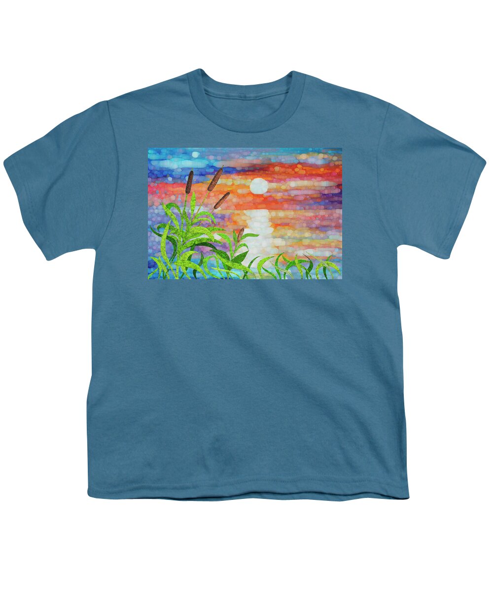 Abstract Youth T-Shirt featuring the painting Wisconsin Marsh Sunset by Jack Zulli