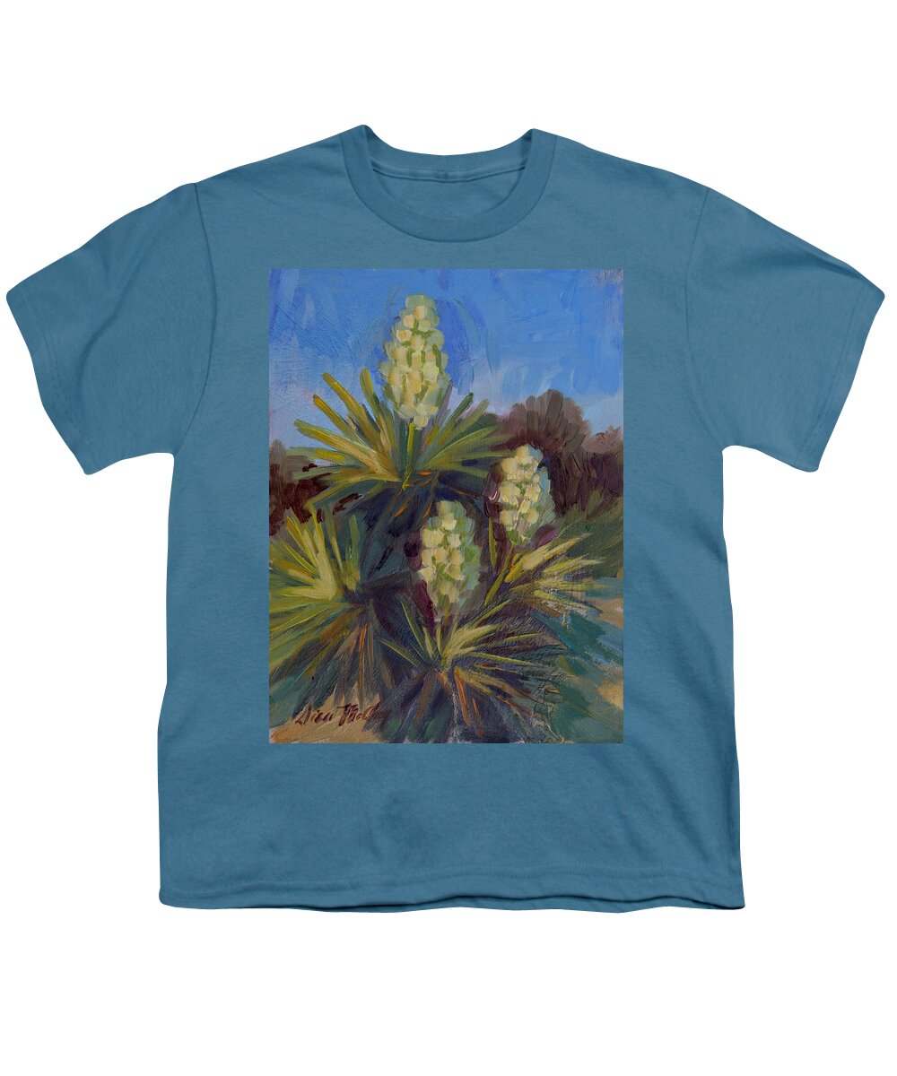 Joshua Tree Youth T-Shirt featuring the painting Yucca at Joshua Tree by Diane McClary
