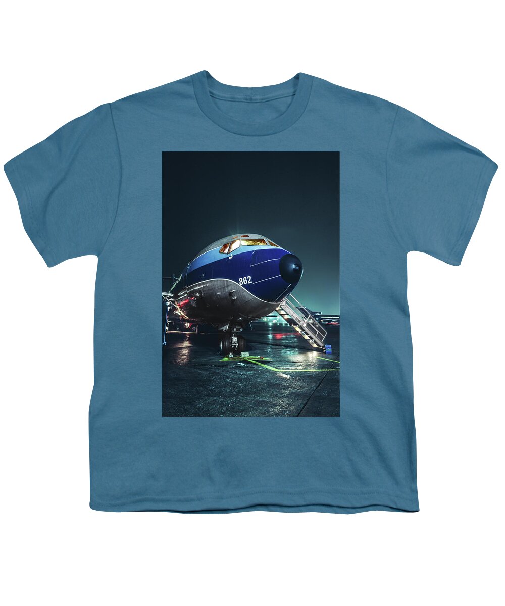 Eastern Airlines Youth T-Shirt featuring the photograph A Rainy Night in Georgia - Eastern Boeing 727 by Erik Simonsen