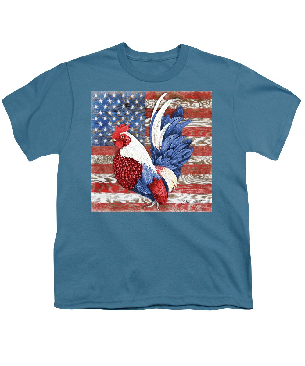 American Youth T-Shirt featuring the painting American Rooster A by Jean Plout