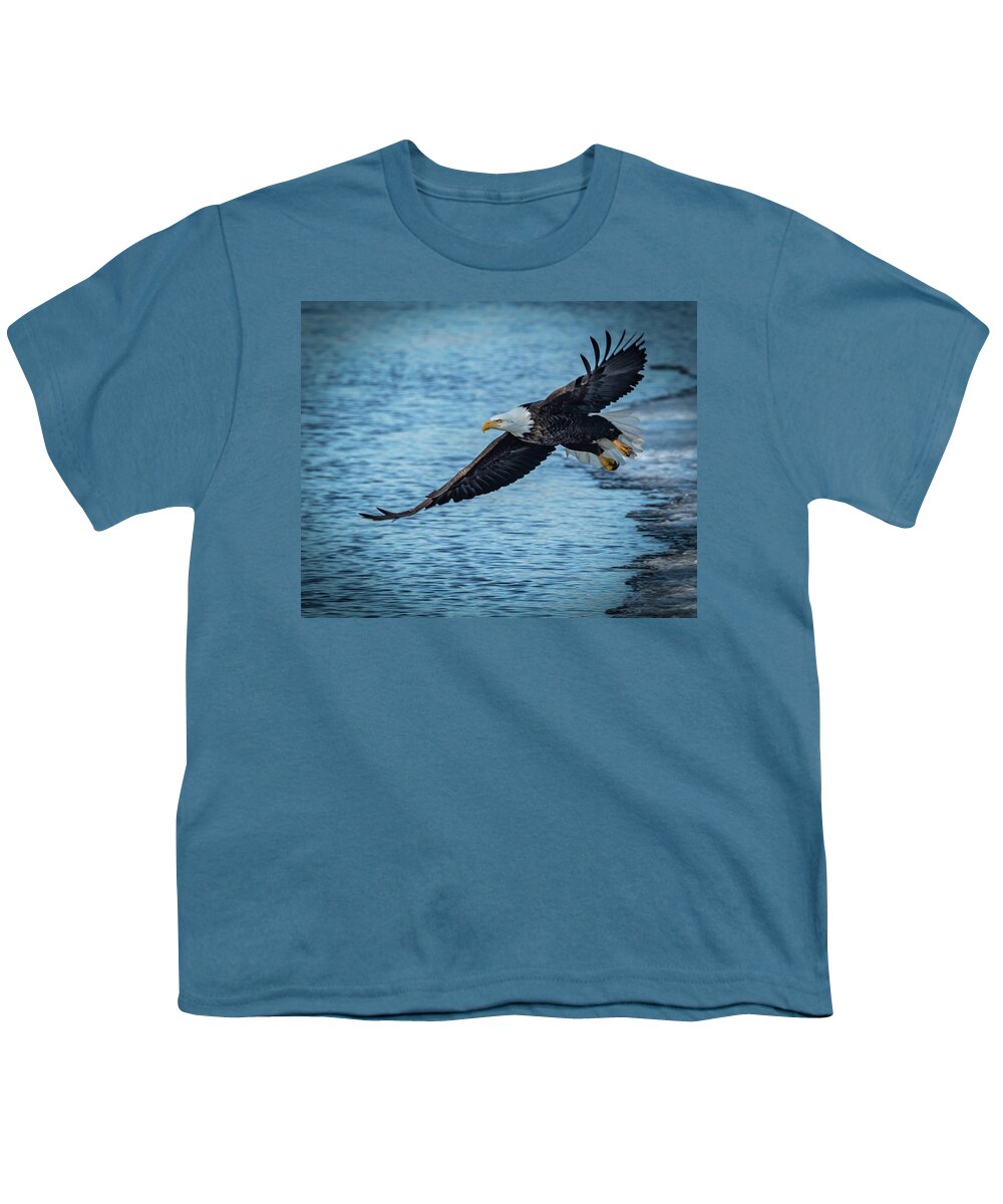 Eagle Youth T-Shirt featuring the photograph And Away We Go by Laura Hedien
