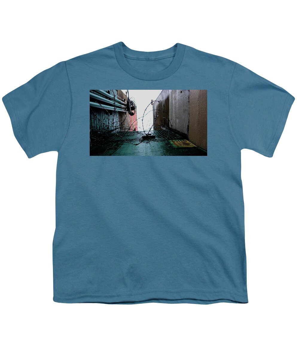 Seattle Youth T-Shirt featuring the photograph Barbed Wire City Scene by Cathy Anderson