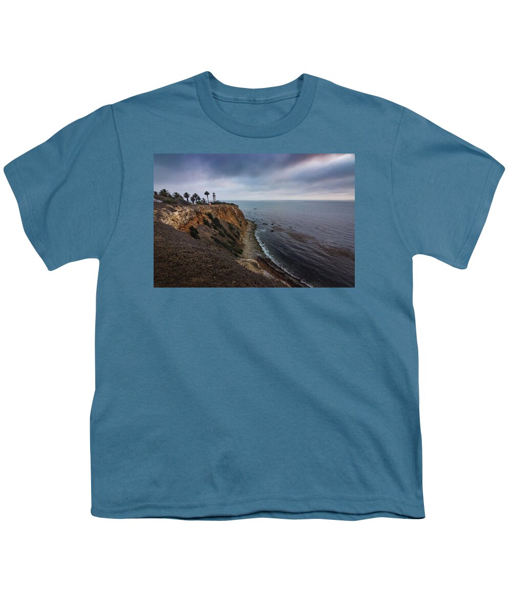 Architecture Youth T-Shirt featuring the photograph Beautiful Point Vicente Lighthouse on a Cloudy Day by Andy Konieczny