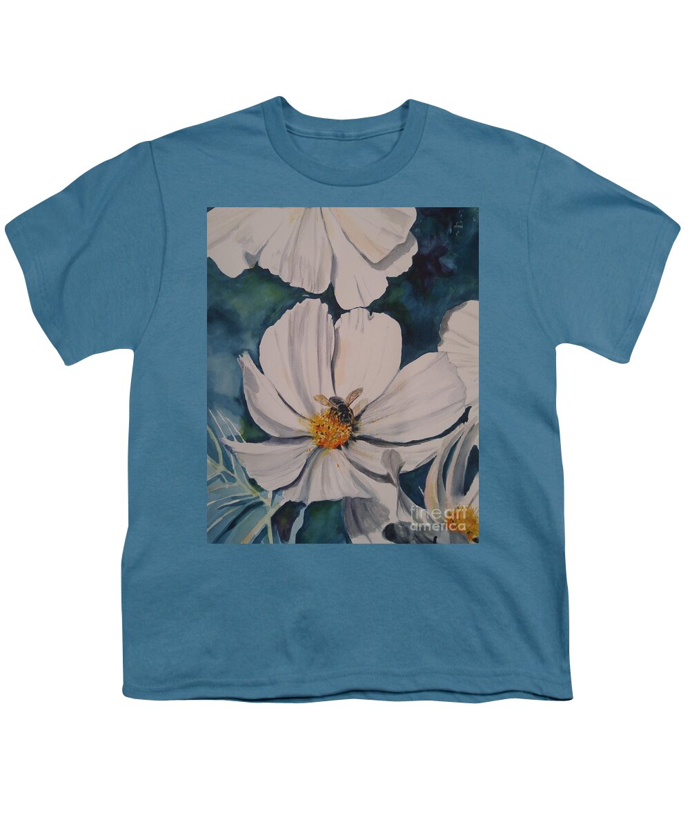 Cosmos Youth T-Shirt featuring the painting Bee in the moment by Sonia Mocnik
