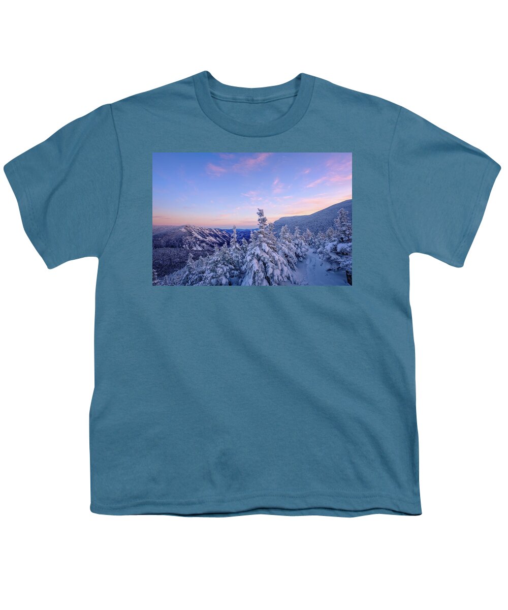 Snow Youth T-Shirt featuring the photograph Crawford Notch Winter View. by Jeff Sinon