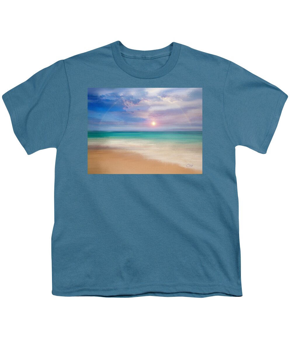 Seascape Youth T-Shirt featuring the mixed media Eventide by Colleen Taylor