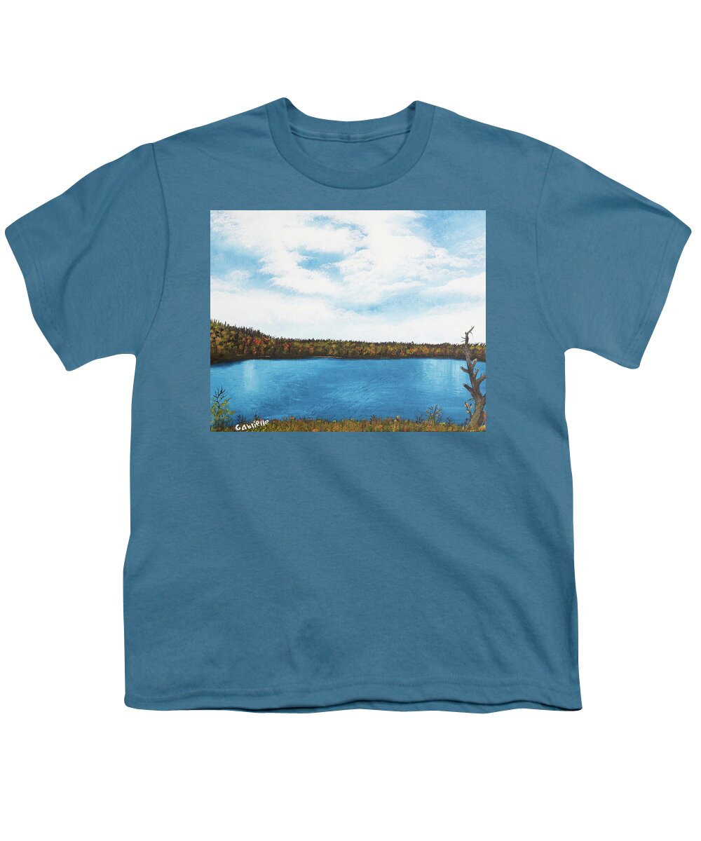 Landscape Youth T-Shirt featuring the painting Fall In Itasca by Gabrielle Munoz