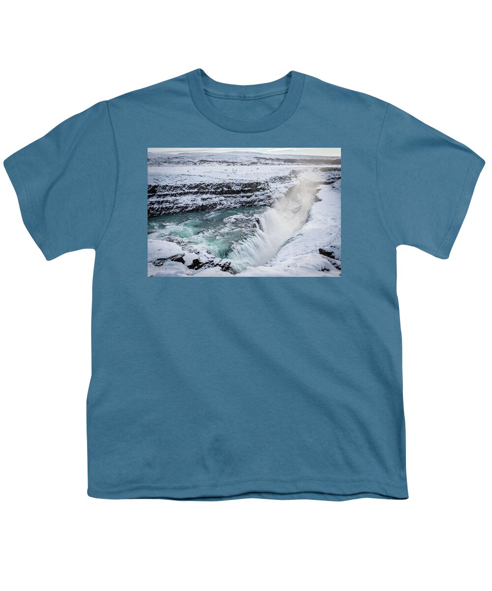 Gullfoss Youth T-Shirt featuring the photograph Gullfoss 2 by Nigel R Bell
