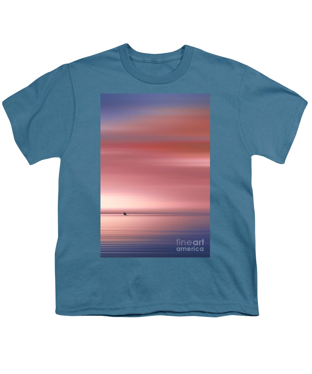 Boat Youth T-Shirt featuring the photograph India Colors - Abstract Wide Sunrise and Boat by Stefano Senise