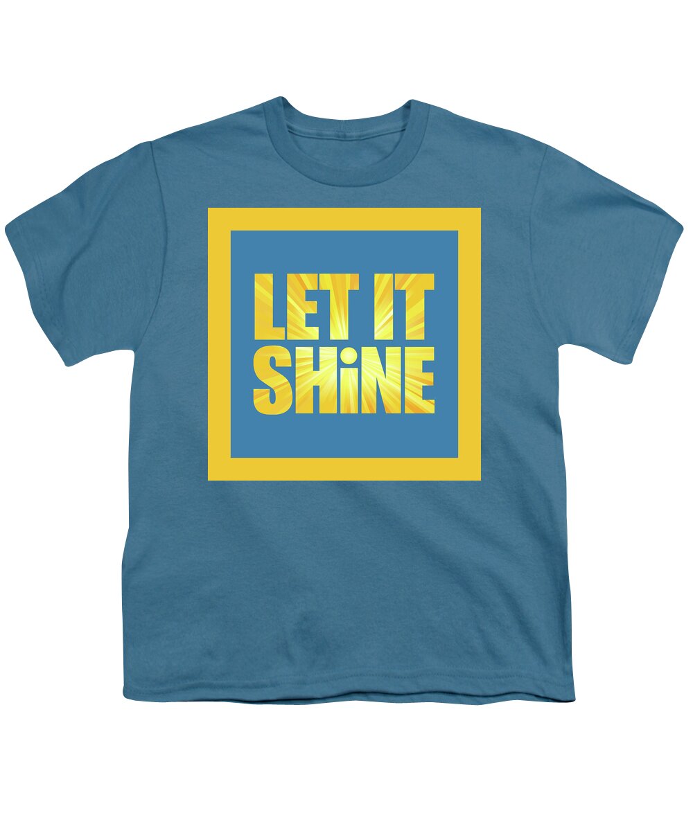 Let It Shine Youth T-Shirt featuring the digital art Let It Shine Sun - Square with Yellow Border by Ginny Gaura