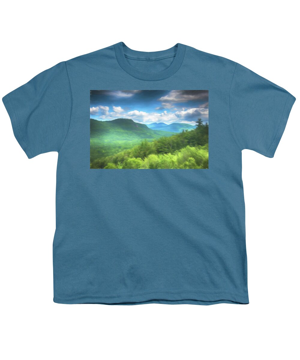 Digital Art Youth T-Shirt featuring the digital art Mountain View from Attittash by Alan Goldberg