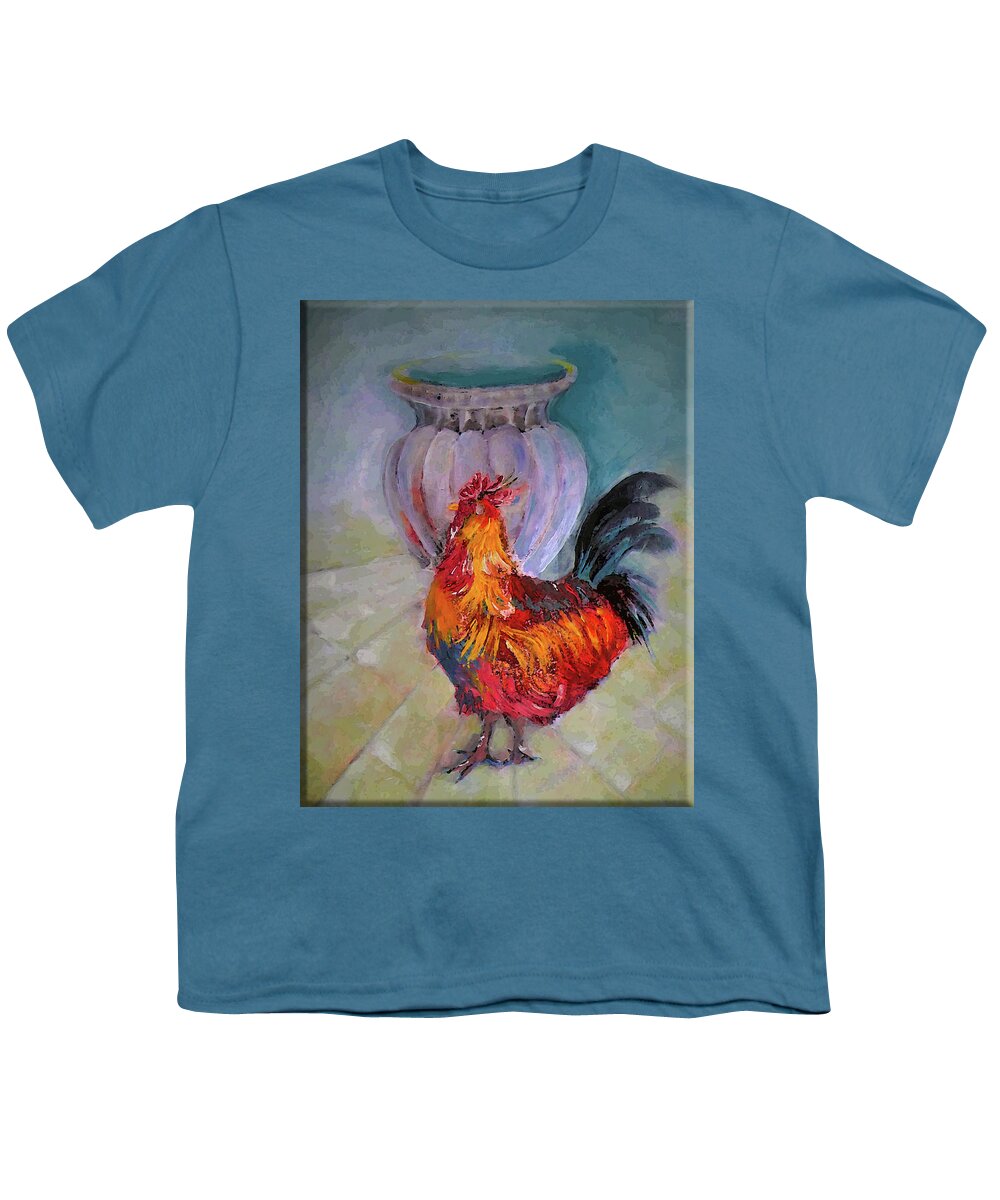 Mr. Youth T-Shirt featuring the painting Mr Roosters Roost Pot by Lisa Kaiser