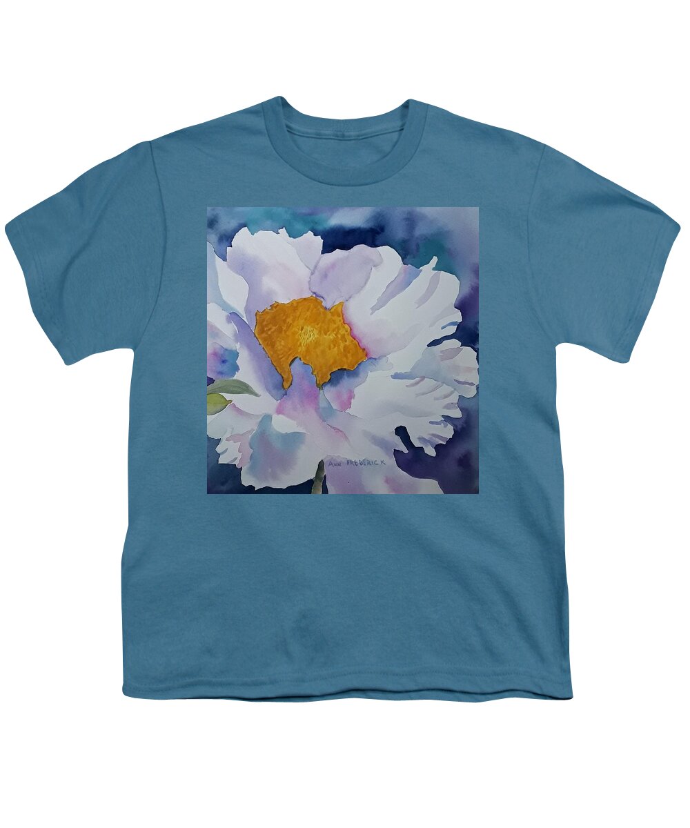 Floral Youth T-Shirt featuring the painting One White Flower by Ann Frederick