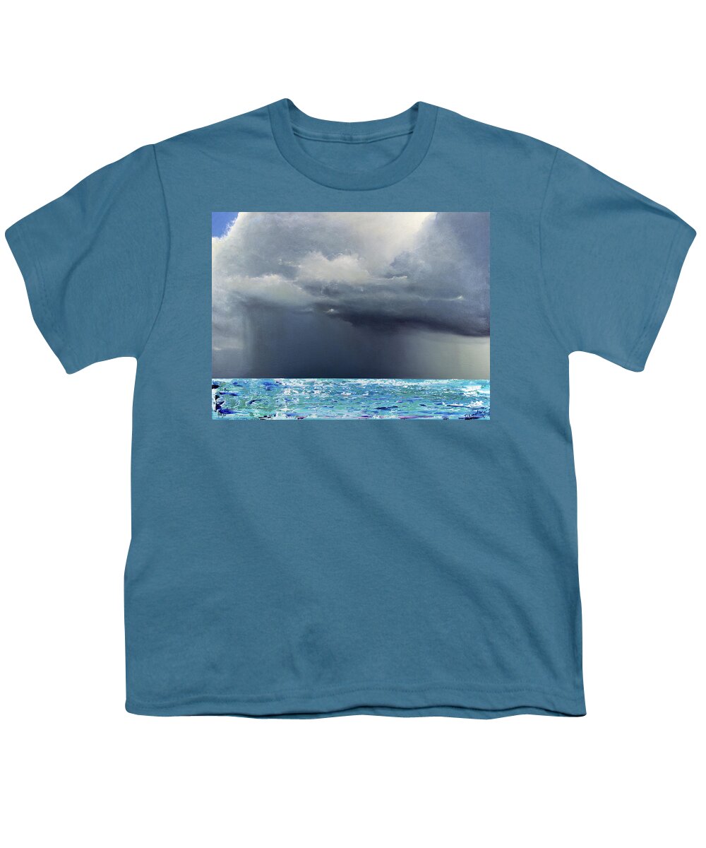 Derek Kaplan Youth T-Shirt featuring the painting Opt.26.19 'Storm' by Derek Kaplan
