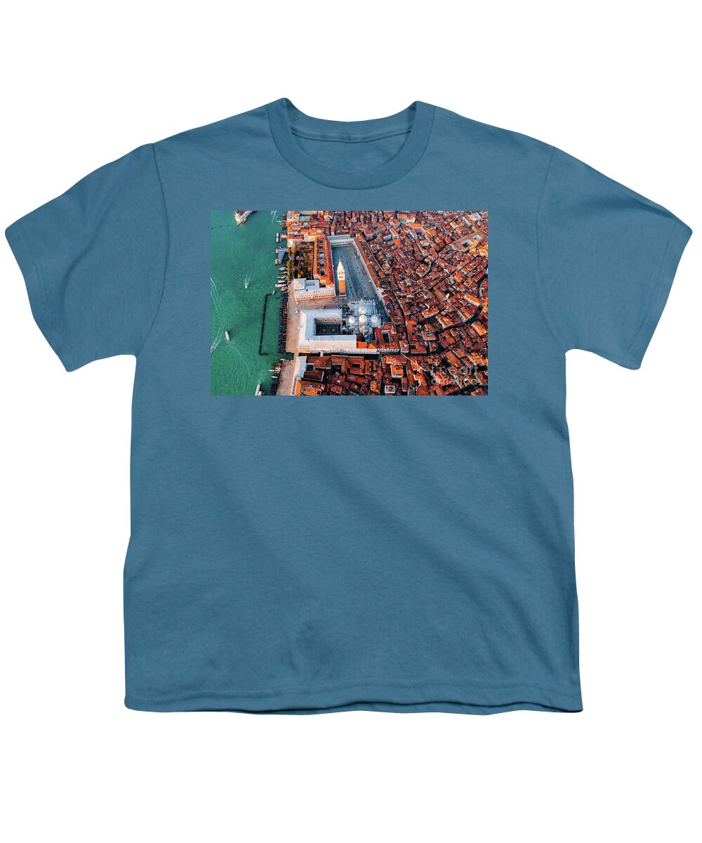 Aerial Youth T-Shirt featuring the photograph Overhead of St Mark's square, Venice, Italy by Matteo Colombo