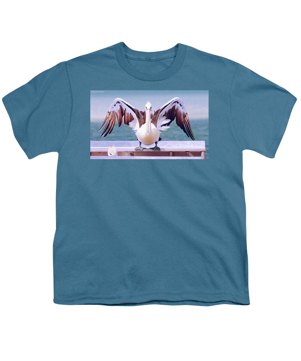 Pelicans Youth T-Shirt featuring the digital art Pelican wings of beauty 9724 by Kevin Chippindall