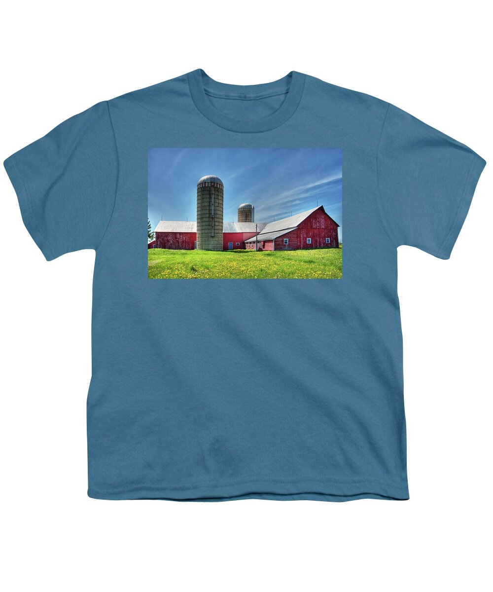 Barn Youth T-Shirt featuring the photograph Red Barn in Ontario, Canada by Tatiana Travelways