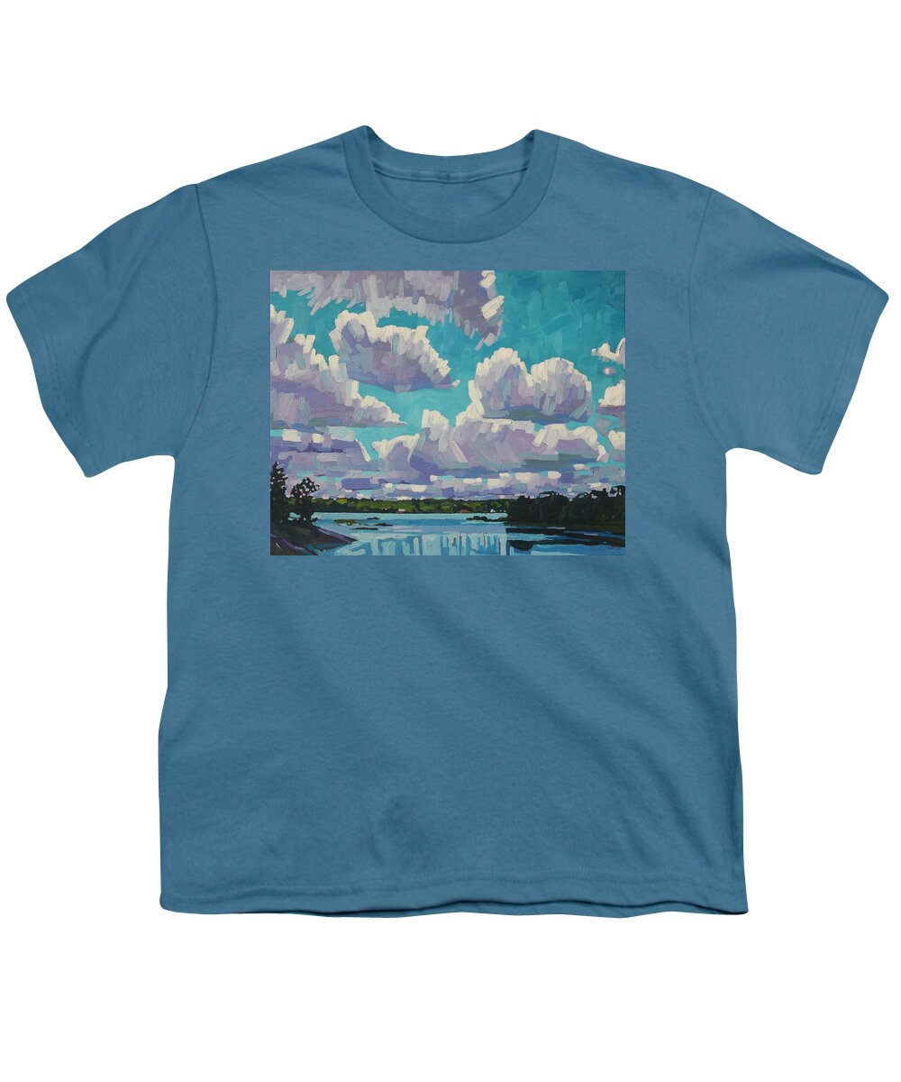 2277 Youth T-Shirt featuring the painting Singleton Summer Clouds by Phil Chadwick