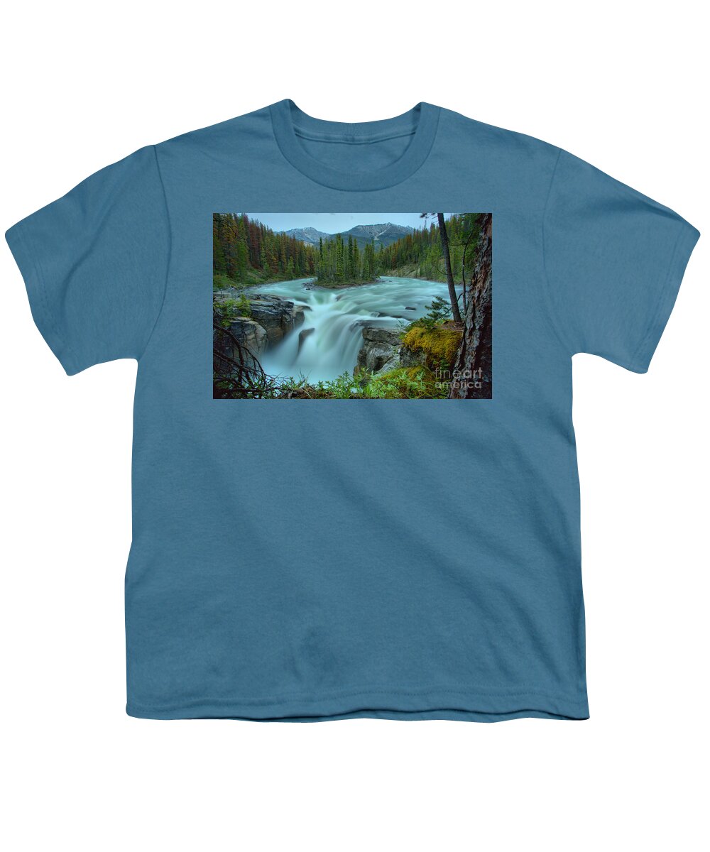 Sunwapta Falls Youth T-Shirt featuring the photograph Summer Stormy Evening At Sunwapta Falls by Adam Jewell