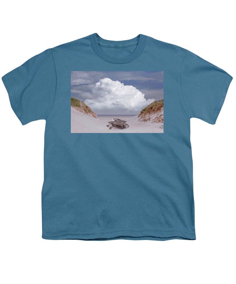 Boats Youth T-Shirt featuring the photograph Sun Beached in the Dunes by Debra and Dave Vanderlaan