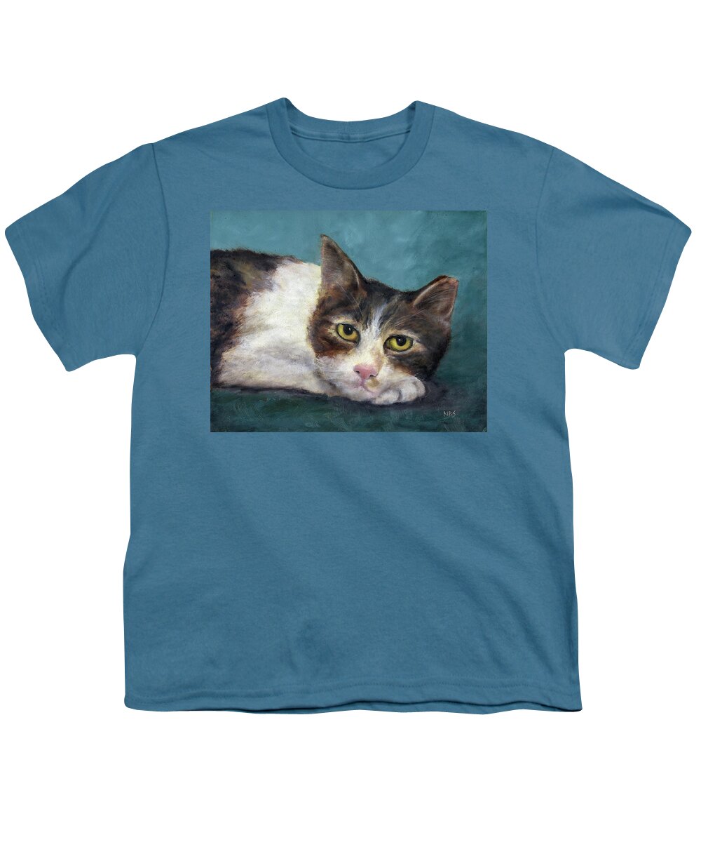 Cat Youth T-Shirt featuring the painting Taco by Nancy Strahinic