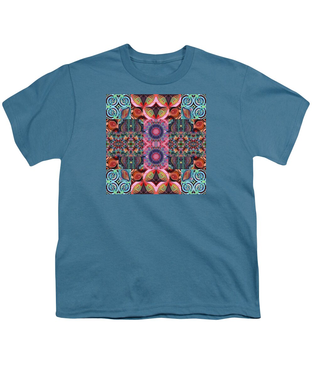 The Joy Of Design Mandala Series Puzzle 7 Arrangement 9 By Helena Tiainen Youth T-Shirt featuring the painting The Joy of Design Mandala Series Puzzle 7 Arrangement 9 by Helena Tiainen
